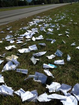 Litter on road